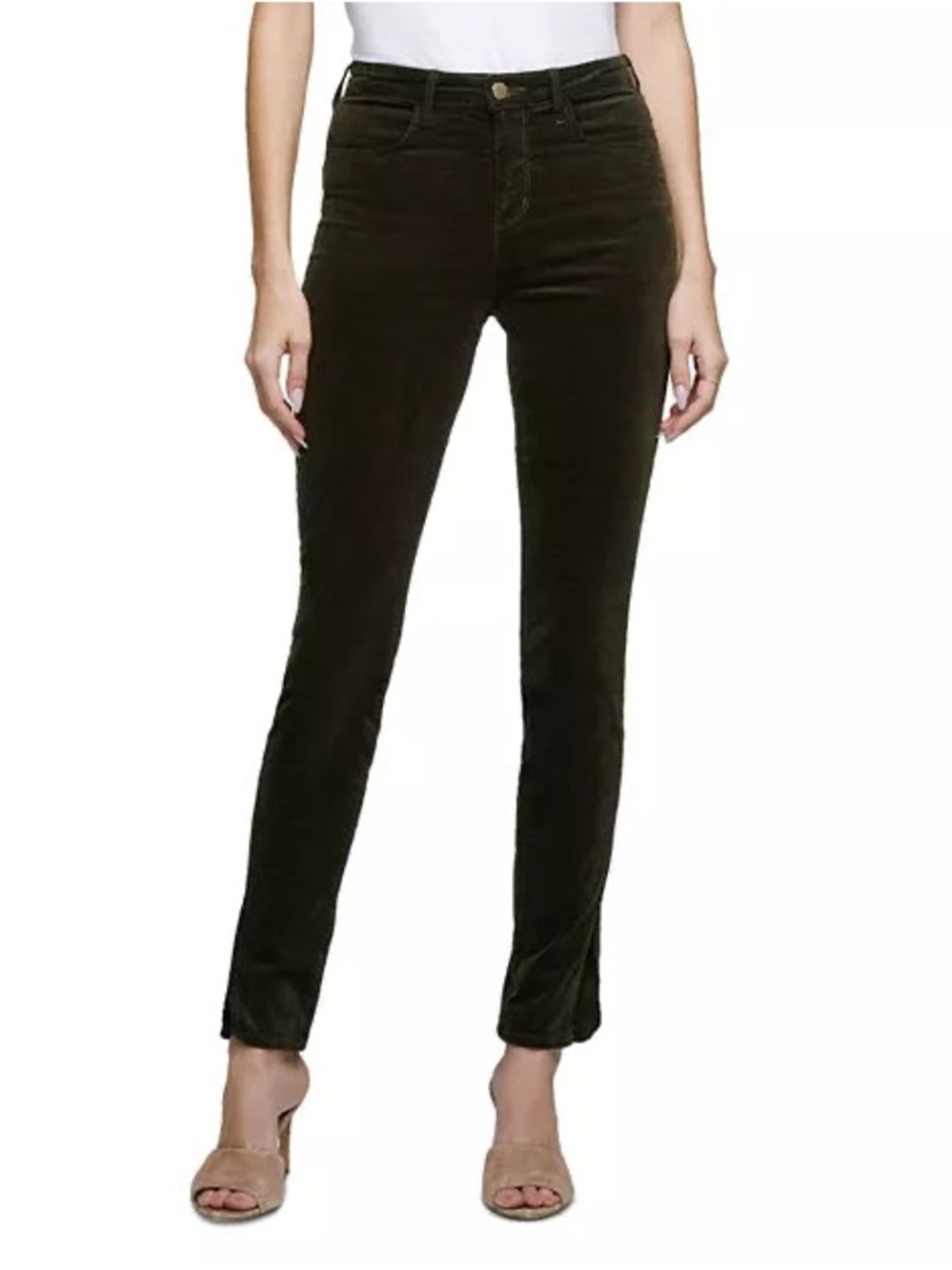 L'AGENCE Josie High-Rise Skinny Split-Side Hem Jeans — Black Velvet